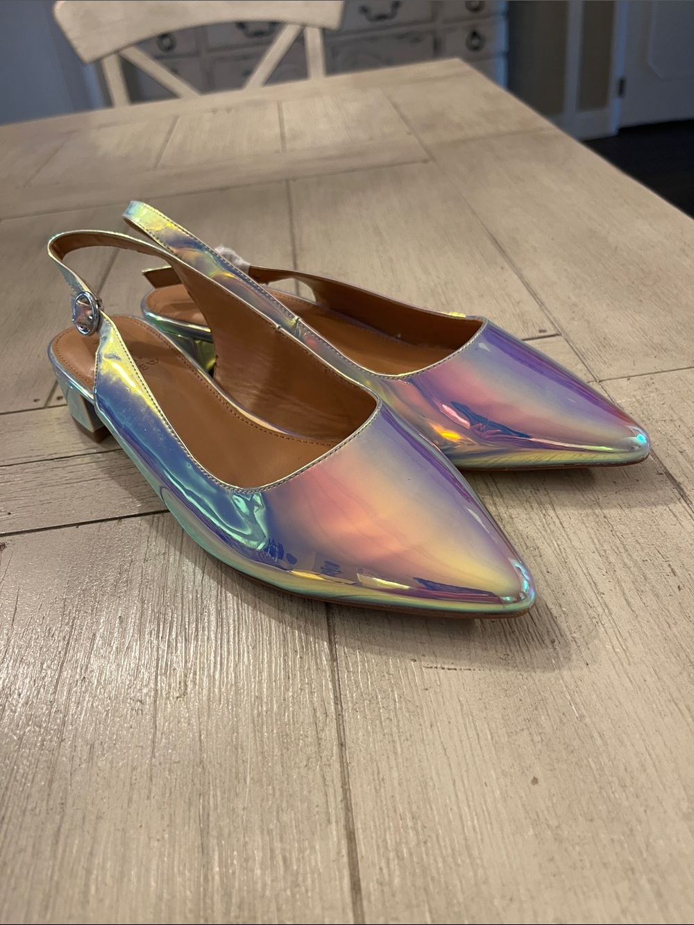 J. Crew Iridescent Multicolor Pointed Slingback Heels